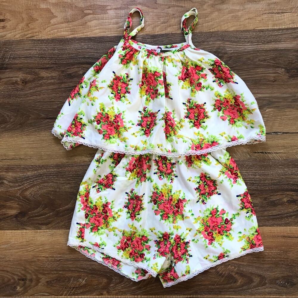 Poof Girl Girls’ Romper Floral Size 7-8